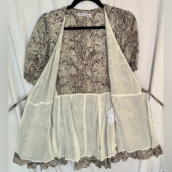 Reformation Like New Snake Skin Patterned Mini Wrap Dress with 3/4 Sleeves! - Picture 8 of 13